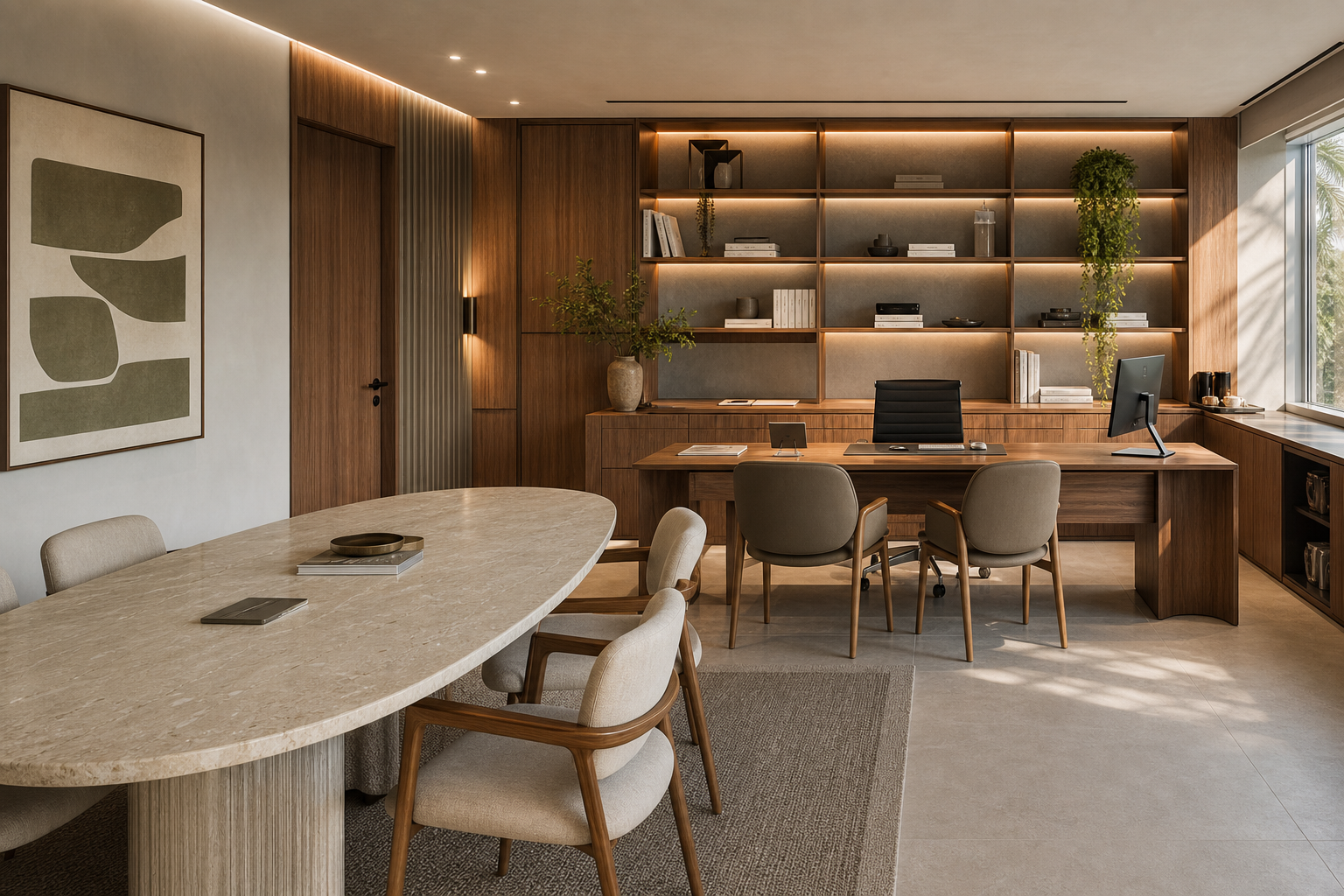 Ambiente corporativo contemporâneo finalizado